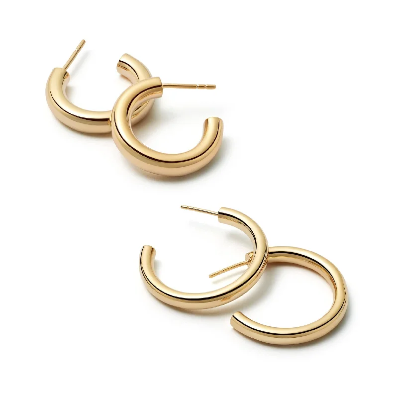 Best hoop earrings with floral designs for a feminine and delicate look-Double Bold Earring Stack 18ct Gold Plate