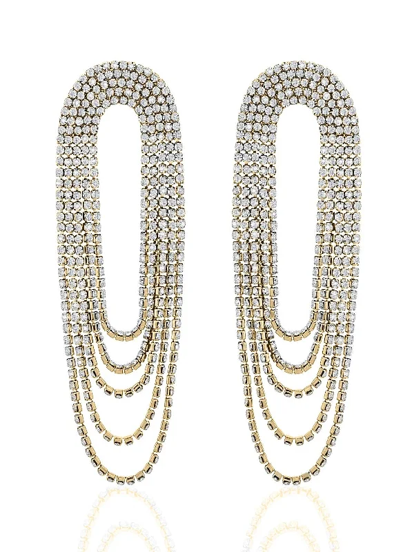 Stylish hoop earrings with diamond accents for an elegant and sparkling effect-Draped Crystal Chandelier Earrings