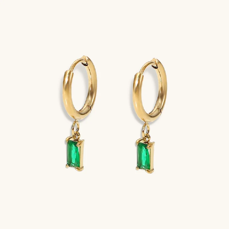 Best hoop earrings with detachable studs for a versatile and adjustable accessory-Finley Emerald Drop Hoops