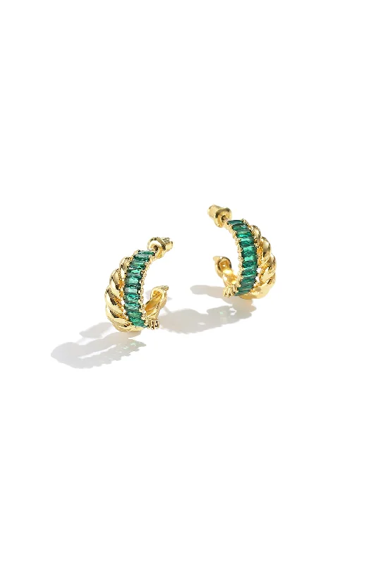 Hoop earrings with braided patterns for a detailed and textured finish-Emerald Twisted Hoop Earrings