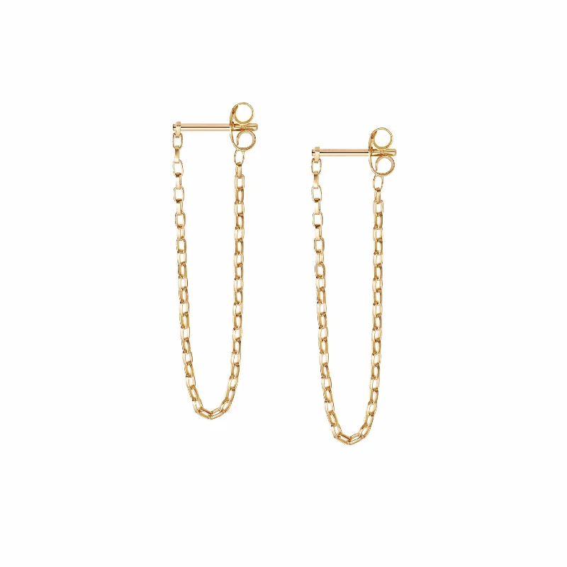 Best hoop earrings with textured silver for a rustic and organic finish-Estée Lalonde Box Chain Earrings 18ct Gold Plate