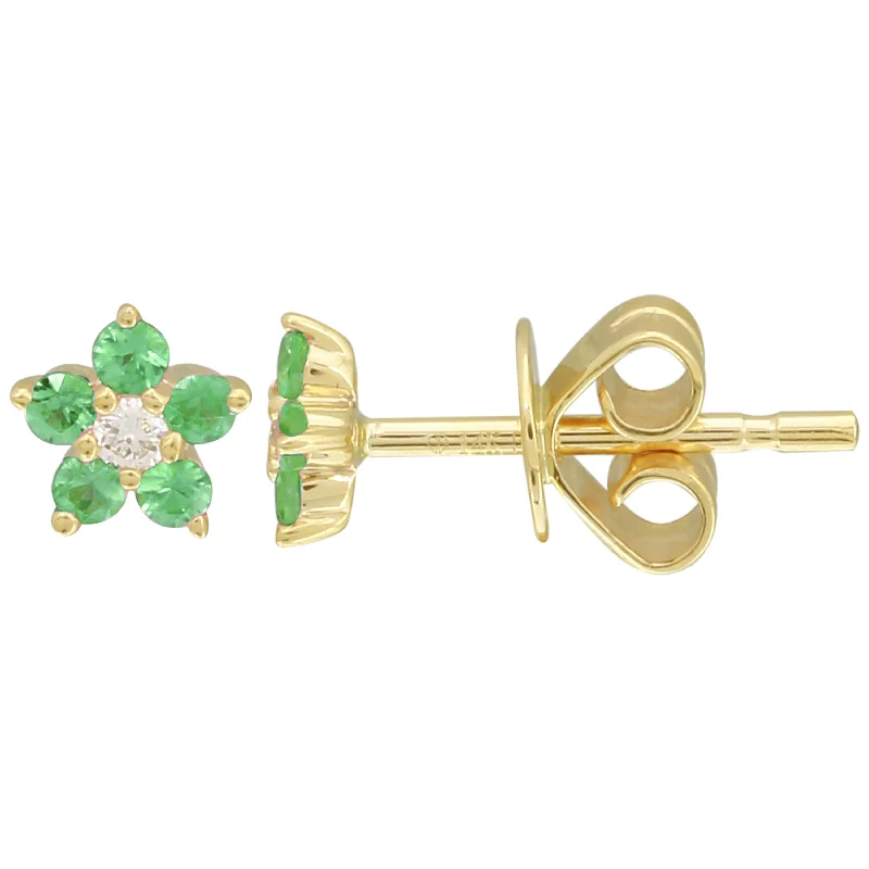 Hoop earrings with twisted metal designs for a dynamic and modern style-Gemstone Flower Studs