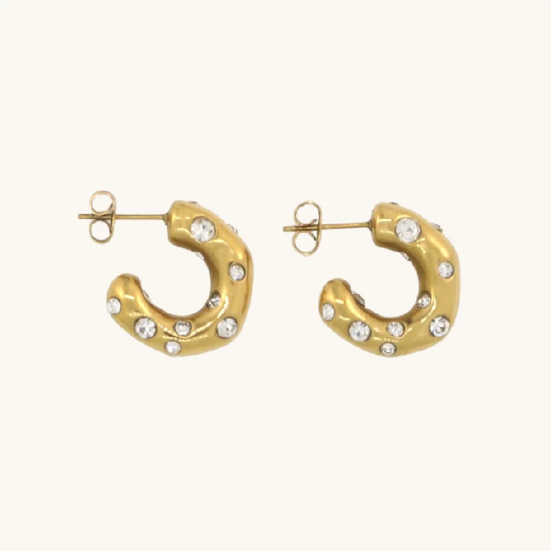 Hoop earrings with resin accents for a bold and colorful design-Lexie Gold Studded Hoops