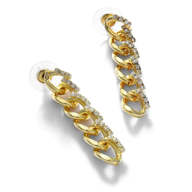 Hoop earrings with hammered textures for a boho-chic and rustic vibe-Gold Plated Stone Drop Earring