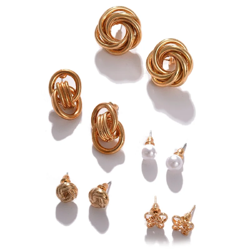 Best hoop earrings with asymmetrical designs for a fashion-forward, avant-garde look-Gold-toned Contemporary Studs Earrings