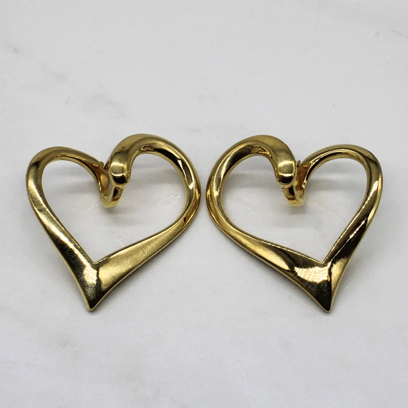 Hoop earrings with polished silver finish for a shiny, modern appeal-Graziella' Yellow Gold Heart Earrings |