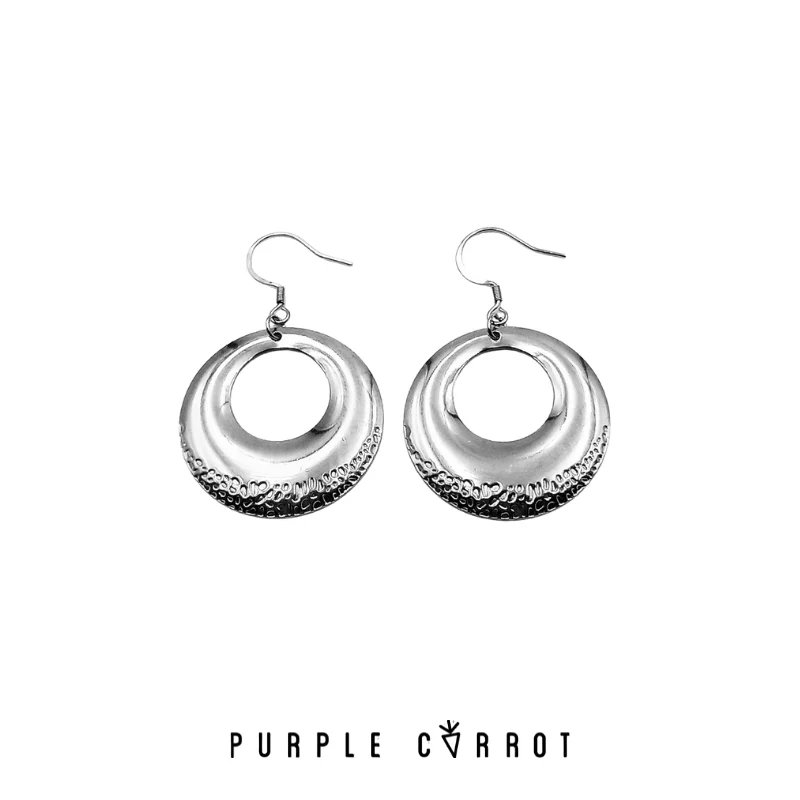 Hoop earrings with intricate designs for a unique and artistic appearance-Hammered Circle Earrings Silver