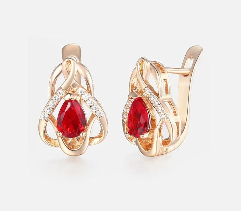 Best hoop earrings with geometric hexagon shapes for a modern, angular look-Royal Red CZ Earrings