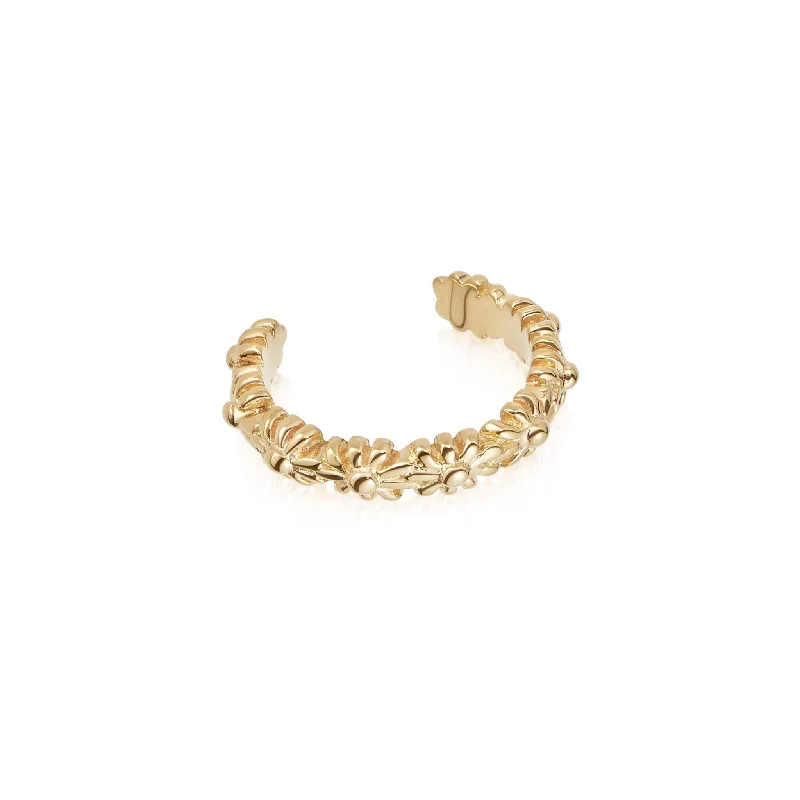 Best hoop earrings with vintage coins for a retro, antique-inspired style-Iota Daisy Ear Cuff 18ct Gold Plate