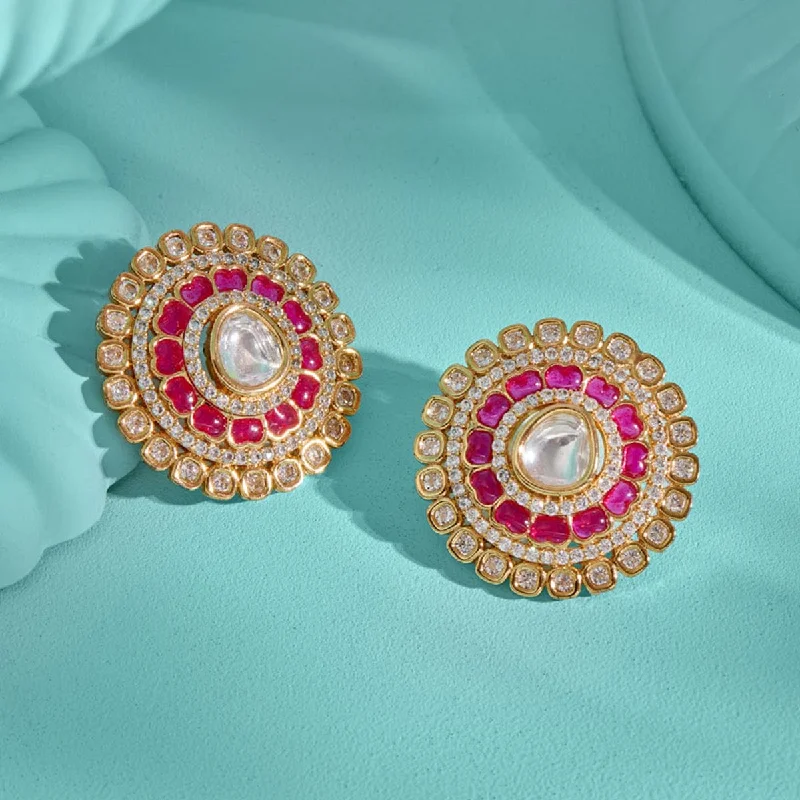 Classic hoop earrings with a thin profile for a sleek and subtle style-Kundan Earring 167062