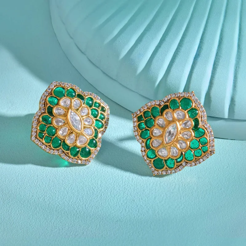 Hoop earrings with textured finishes for a vintage and classic style-Kundan Earring 167066