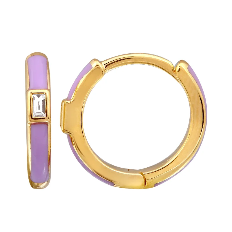 Hoop earrings with diamond-cut surfaces for added sparkle and shine-Lavender Baguette Hoops