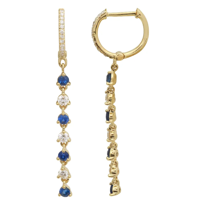 Best hoop earrings with blackened metal for an edgy and bold appearance-Long Dangle Huggies