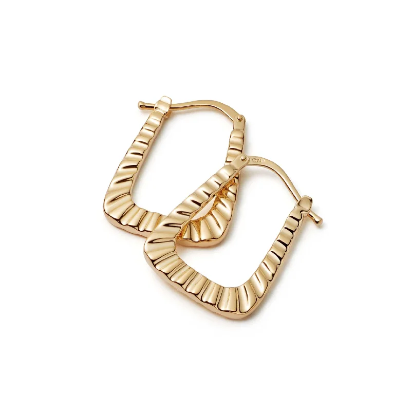 Hoop earrings with hammered textures for a boho-chic and rustic vibe-Maxi Ridged Creole Hoop Earrings 18ct Gold Plate