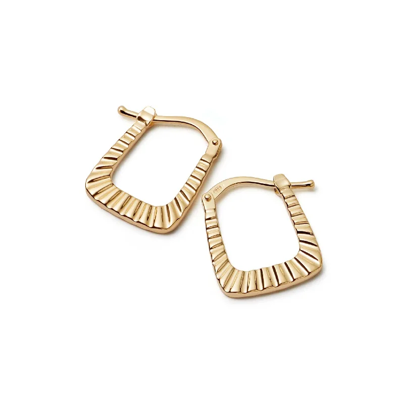 Hoop earrings with textured gold for a refined and sophisticated aesthetic-Midi Ridged Creole Hoop Earrings 18ct Gold Plate