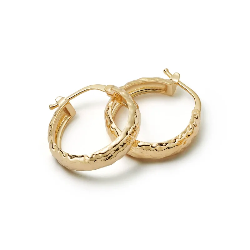 Best hoop earrings with crescent-shaped designs for a bold, moon-inspired style-Midi Textured Hoop Earrings 18ct Gold Plate