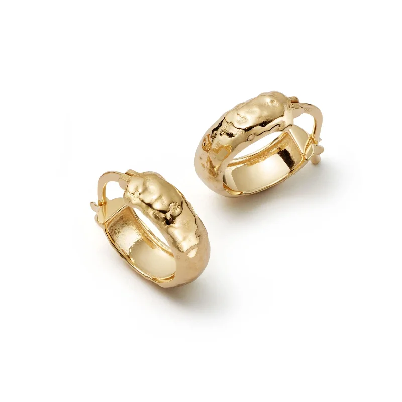 Hoop earrings with removable pendants for a versatile and customizable accessory-Mini Textured Hoop Earrings 18ct Gold Plate