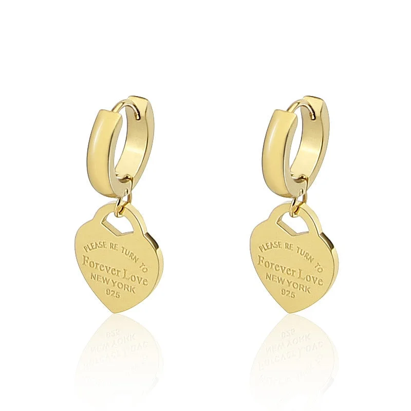 Hoop earrings with gold accents for a warm, elegant statement piece-Stainless Steel Heart-Shaped Earrings