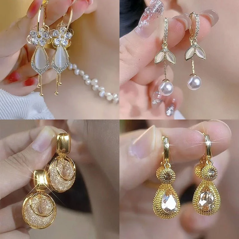 Best hoop earrings with satin ribbons for a soft, feminine appearance-Opal Fishtail Pearl Tassel Earrings Women