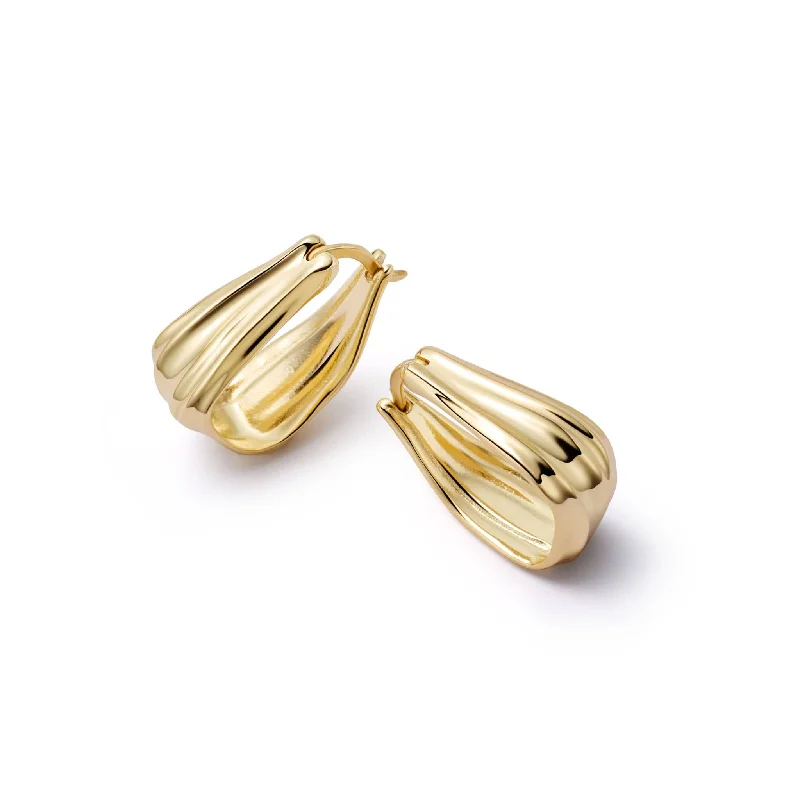 Best hoop earrings with snake chain details for a sleek and modern touch-Organic Creole Earrings 18ct Gold Plate