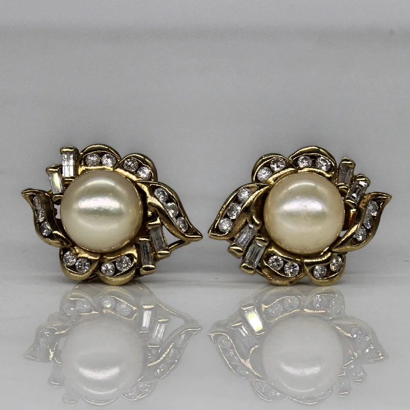 Best hoop earrings with oval shapes for a unique and elongated design-Pearl & Diamond Earrings | 0.80ctw |