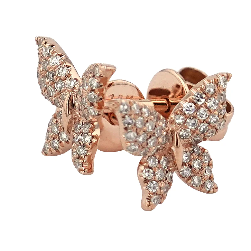 Hoop earrings with oversized designs for a bold, fashion-forward statement-Pink Butterfly Studs