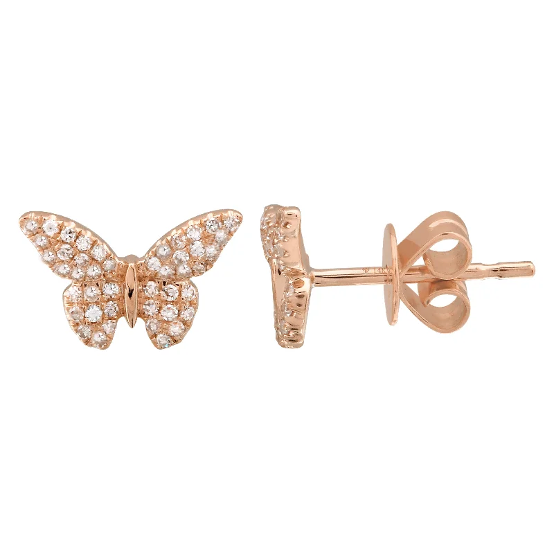 Hoop earrings with rhinestone-studded rims for a glamorous touch-Pink Diamond Butterflies