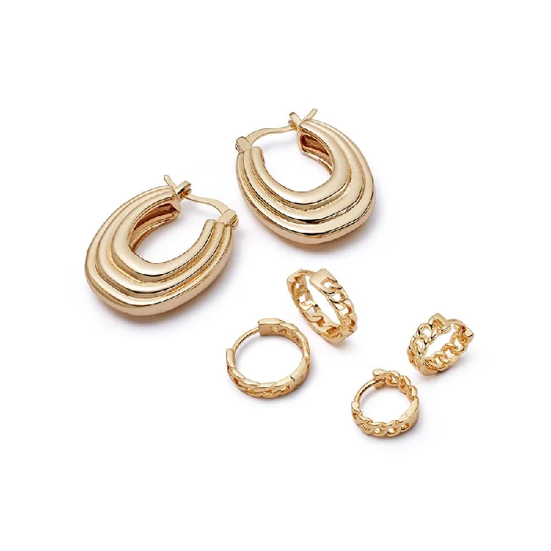 Hoop earrings with oversized designs for a bold, fashion-forward statement-Polly Sayer Bold Ear Look 18ct Gold Plate