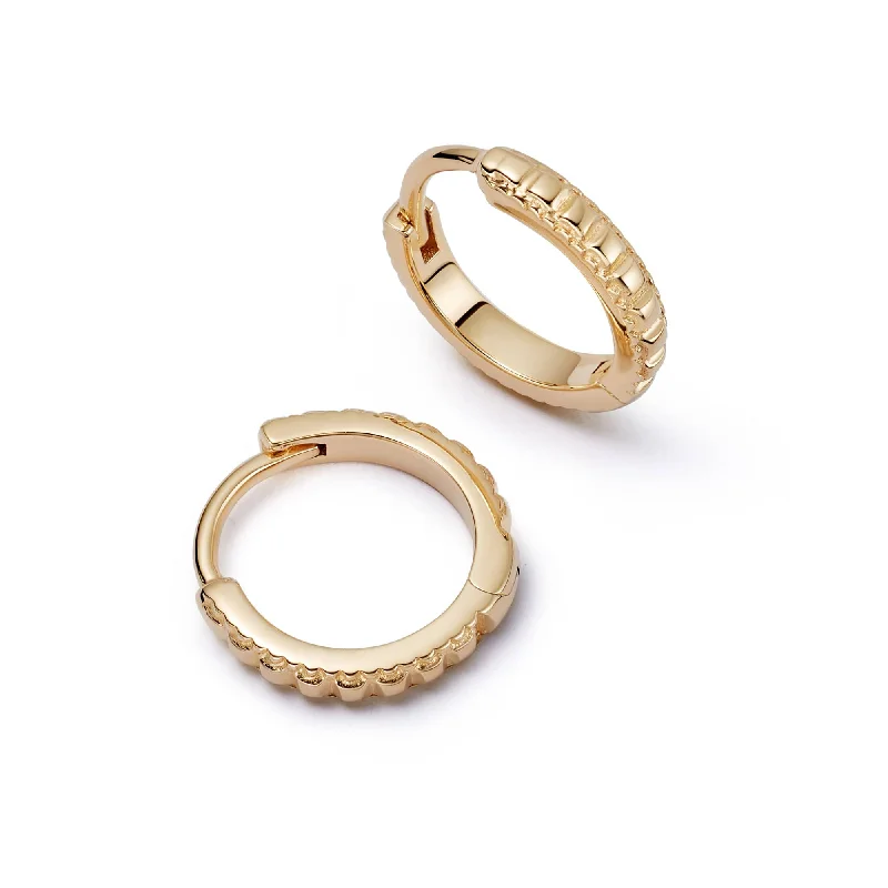 Hoop earrings with textured finishes for a vintage and classic style-Polly Sayer Ridge Huggie Hoop Earrings 18ct Gold Plate