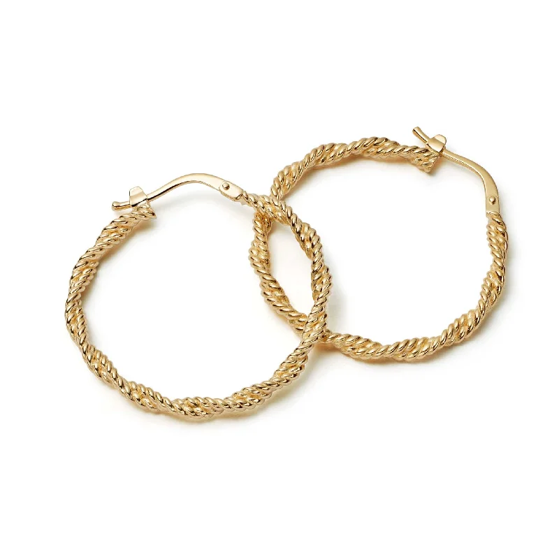 Hoop earrings with polished metal for a shiny and high-quality finish-Maxi Rope Twist Hoop Earrings 18ct Gold Plate