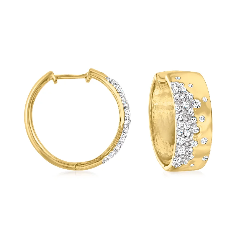 Best hoop earrings with lever-back closures for secure and easy wear-Ross-Simons Scattered Diamond Hoop Earrings in 18kt Gold Over Sterling