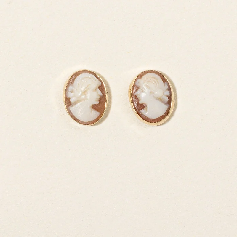 Hoop earrings with faceted crystals for added sparkle and shine-Seashell Cameo Portrait Earrings | 2.20ctw |