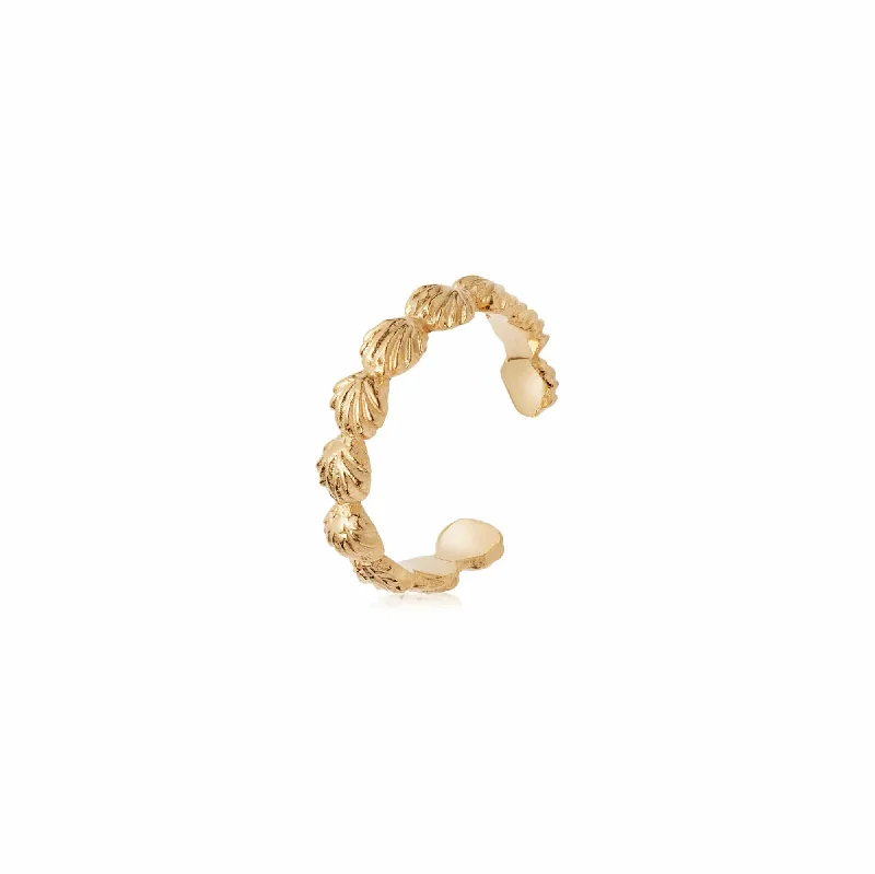 Best hoop earrings with braided leather for a rustic, stylish finish-Shell Cuff Earring 18ct Gold Plate