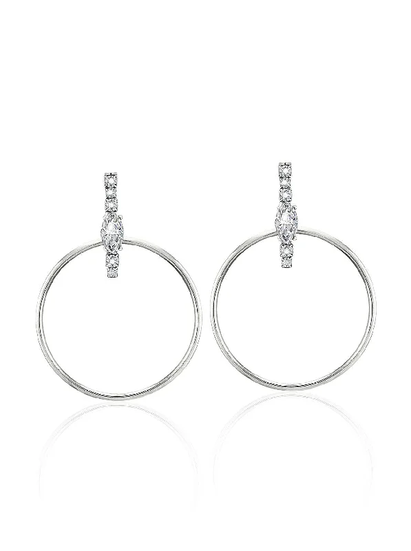 Best hoop earrings with gold for a luxurious and timeless look-Silver Drop Hoop Earrings