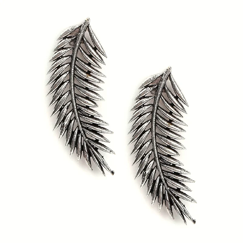 Best hoop earrings with floral designs for a feminine and delicate look-Silver-plated Feather Earrings