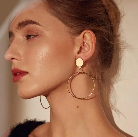 Best hoop earrings with oval shapes for a unique and elongated design-Simple Style Temperament Earrings Japanese And Korean Large Circle Earrings Earrings Earrings Earrings Women