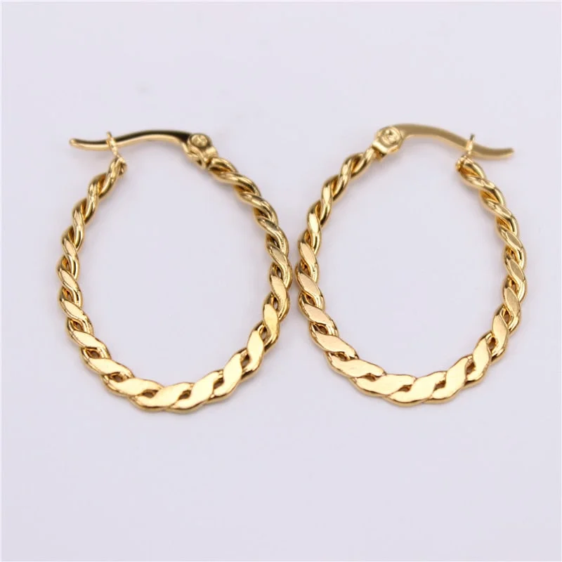 Hoop earrings with textured gold for a refined and sophisticated aesthetic-4 Flat stainless steel earrings