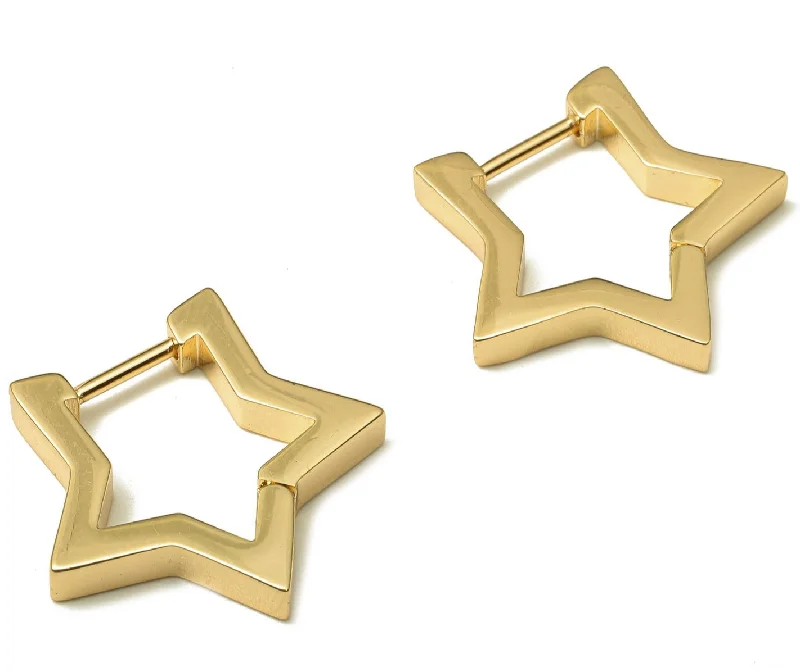 Best hoop earrings with geometric pendants for a modern, chic appeal-Star Huggies