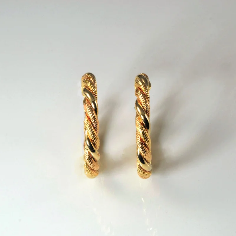 Best hoop earrings with hammered gold for a rustic yet elegant look-Twisted Textured Gold Hoops |