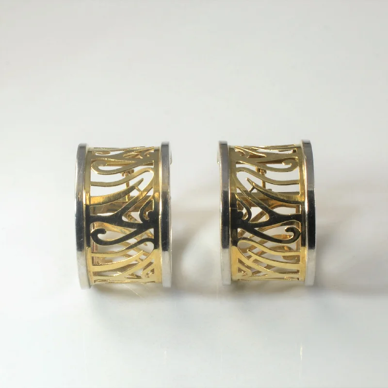 Hoop earrings with stacked layers for a bold and textured design-Filigree Two Tone Hoops |