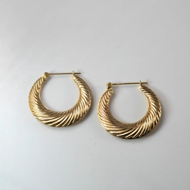 Hoop earrings with twisted leather for a chic and modern boho look-Spiral Hoop Earrings |