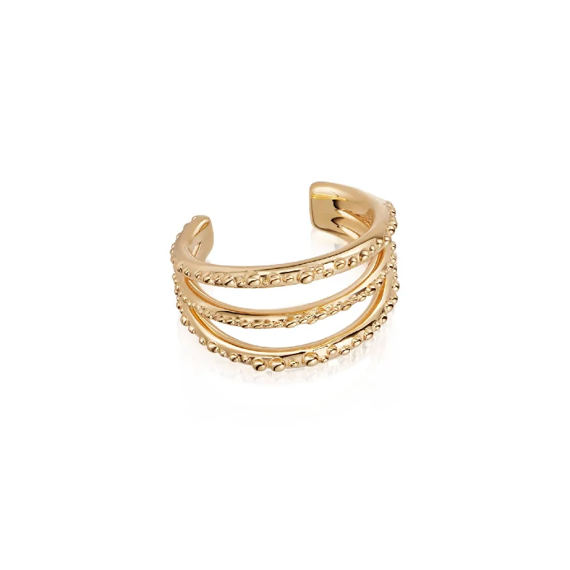 Best hoop earrings with snake chain details for a sleek and modern touch-Triple Ear Cuff 18ct Gold Plate