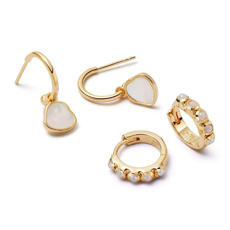 Hoop earrings with dangling charms for a playful and fun look-Ultimate Pearl Earring Stack 18ct Gold Plate