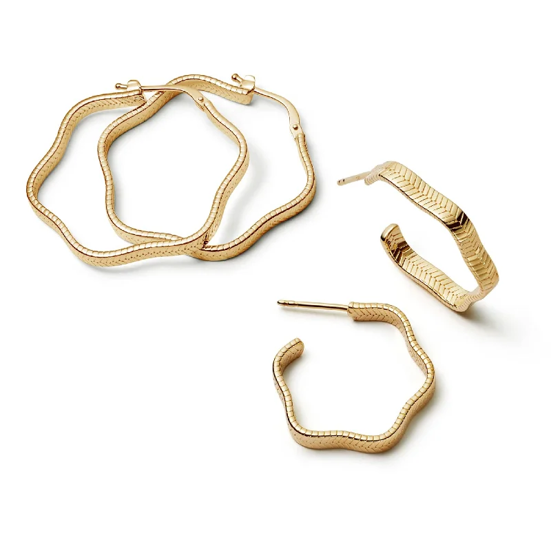 Best hoop earrings with cubic zirconia for a budget-friendly, dazzling look-Wavy Snake Earring Stack 18ct Gold Plate