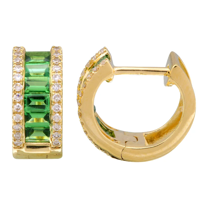 Best hoop earrings with snake-inspired designs for an edgy and fierce vibe-Wide Tsavorite Huggies