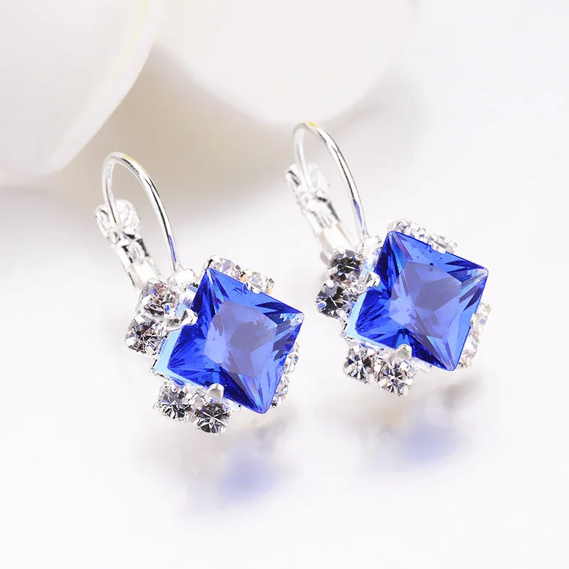 Hoop earrings with rhinestone embellishments for a glamorous and sparkling look-Women rhombus earrings