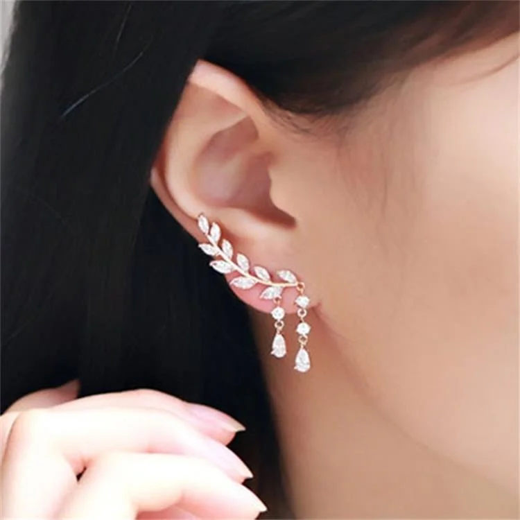 Hoop earrings with a chunky design for a bold and trendy statement-Women's Fashion Trend Leaf Tassel Earrings