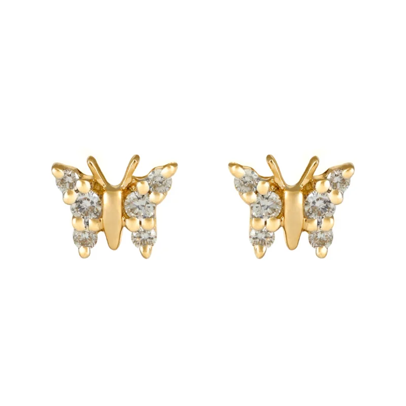 Best hoop earrings with cubic zirconia for a budget-friendly, dazzling look-Yellow Diamond Butterfly Studs