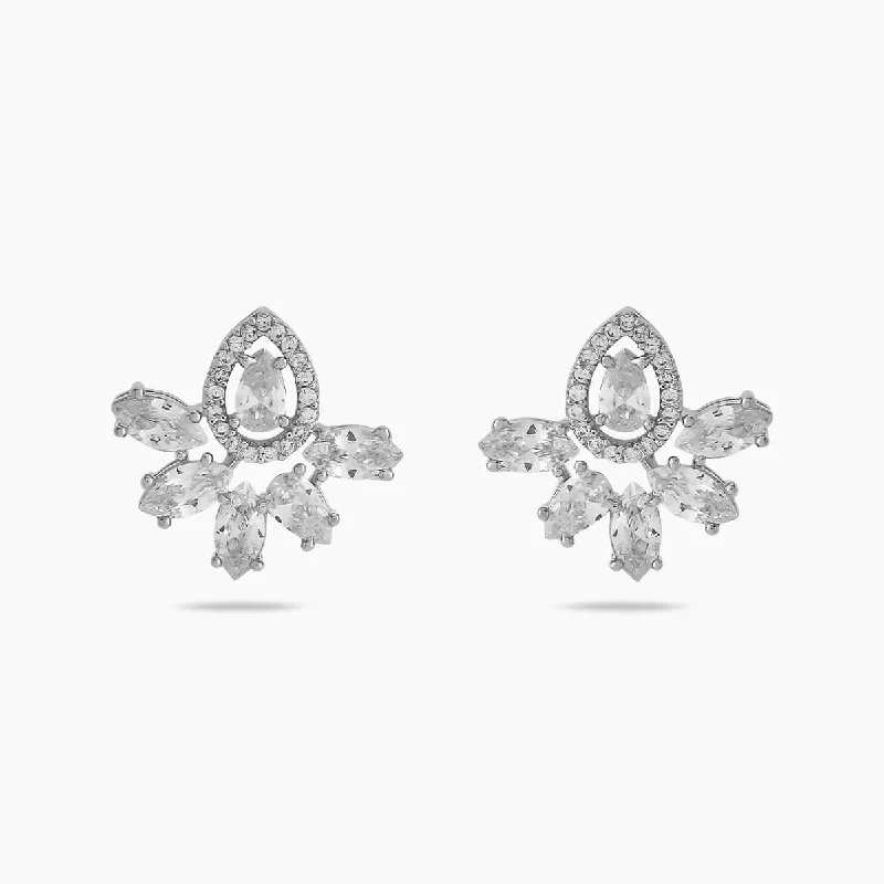 Best hoop earrings with geometric hexagon shapes for a modern, angular look-Zircon Earring 157966