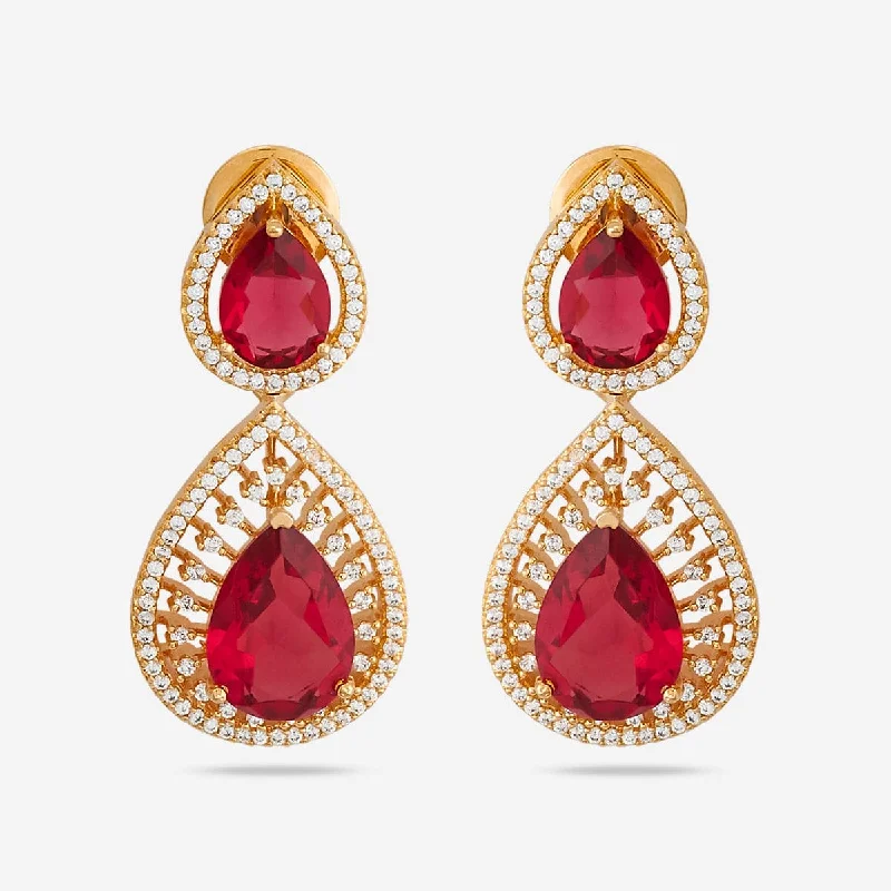 Hoop earrings with stacked layers for a bold and textured design-Zircon Earring 165565